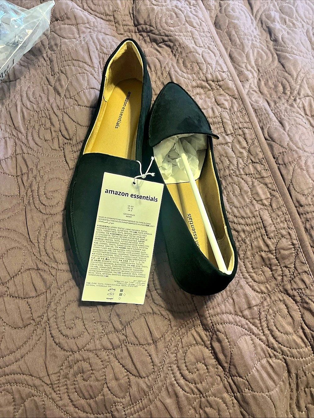 Amazon Essentials Pointed Toe Loafer Flat Flats Black US 8.5